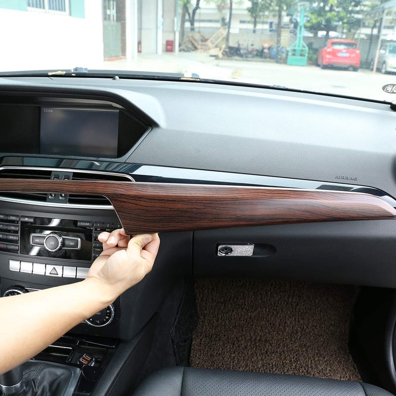 CHEYA ABS Pine Wood Grain Car Center Console Dashboard Cover Panel for Mercedes Benz C Class W204 2010-2013 Left Hand Drive Accessories (Pink Wood Grain) - Image 3